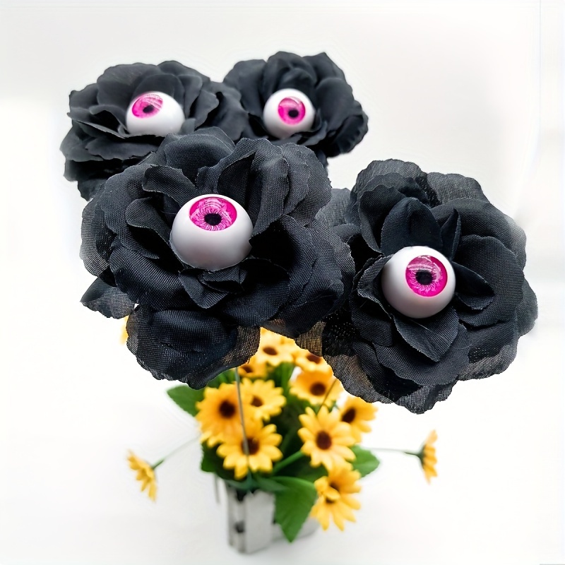 Black Artificial Flowers, Halloween Decoration