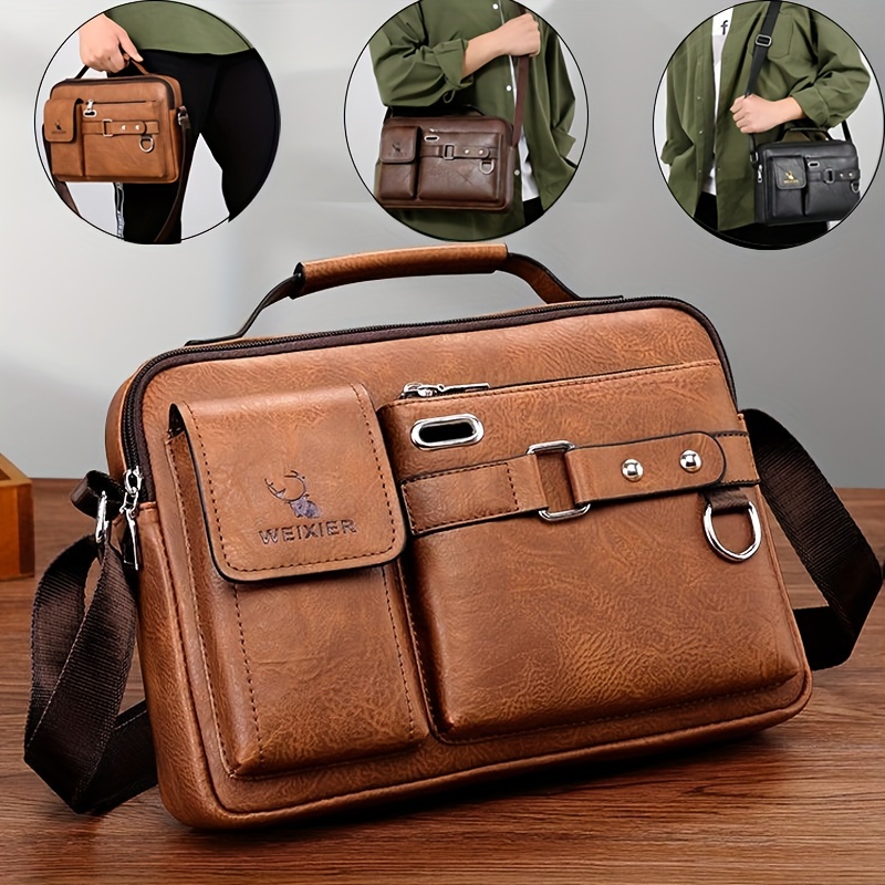 

Vintage Crossbody Messenger Bag, Large Capacity Shoulder Bag, Casual Business Handbag & Satchel Purse