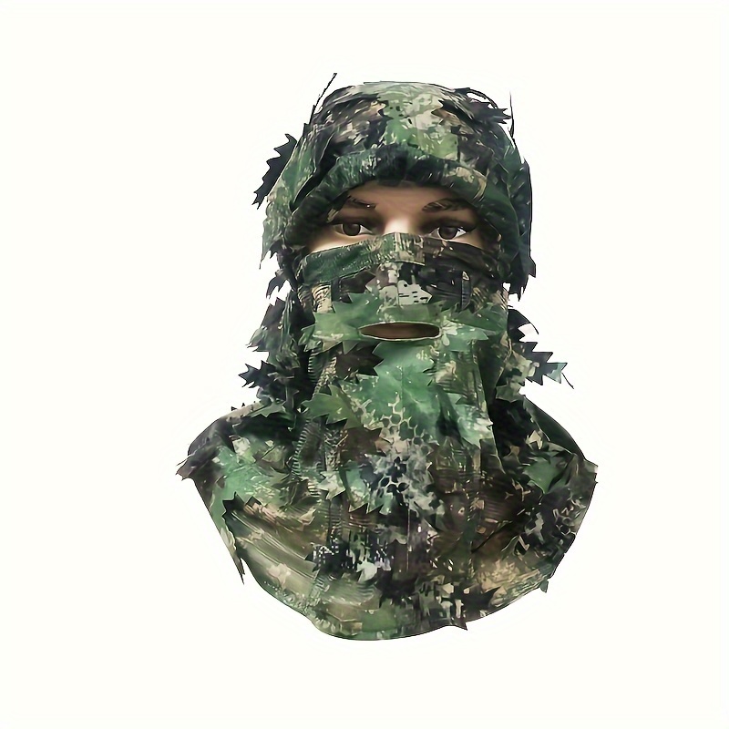 Ghillie Camouflage Leafy Hat 3d Full Face Mask Headwear - Temu