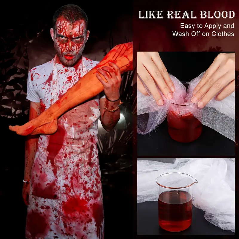 3Pcs Halloween Fake Blood Makeup Kit Realistic SFX Makeup Set - Fake Blood  Splatter Spray 2.03oz + Coagulated Blood 1.06oz + Sponge, Edible Washable F