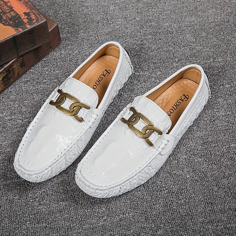 White and store gold loafers mens