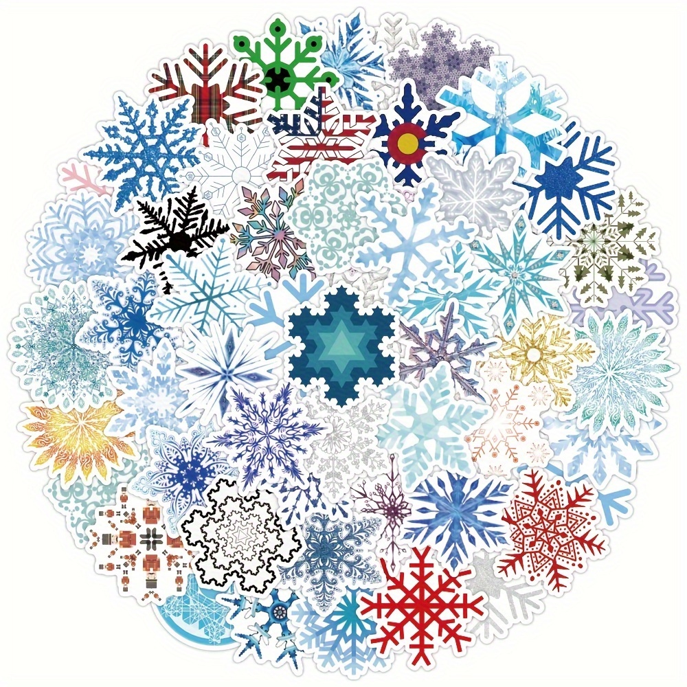 Christmas Time Christmas Blue and Silver Snowflakes Stickers - Foil Adhesive Decals for Crafts & Scrapbooks - 43 Pieces