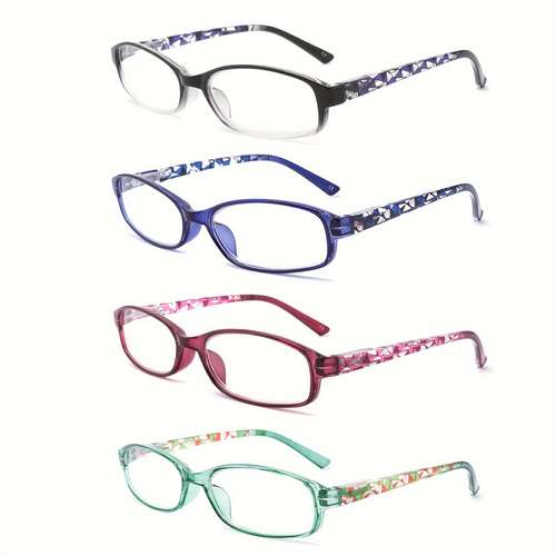 4pack blue light blocking reading glasses fashion ladies spring hinge readers with pattern print for women