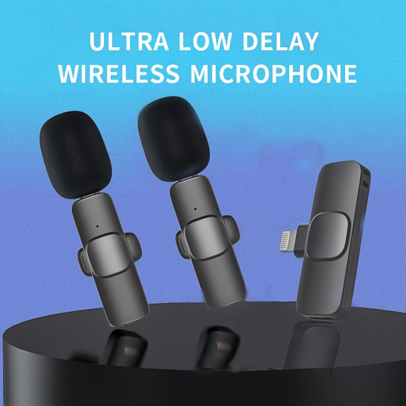 NEWWARE 2 Pack Wireless Lavalier Microphones for iPhone iPad w/Charging  Case,Plug-Play Mini Microphone,12H 800mAh,Noise Reduction,Clip on Lapel Mic