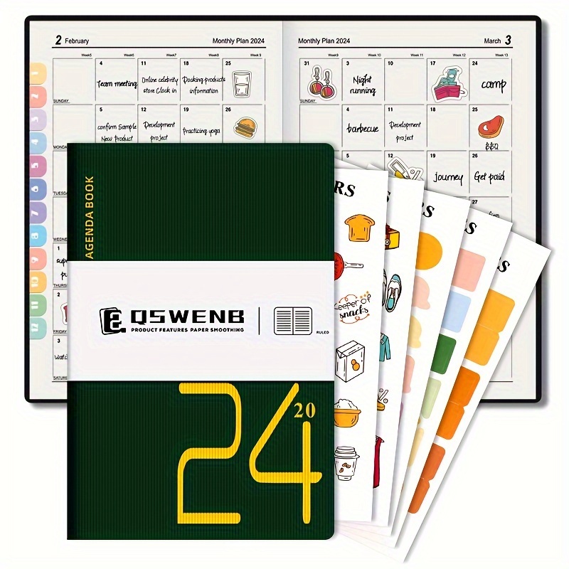 2024 Weekly And Monthly Plan Book With 5 Label Stickers - Temu