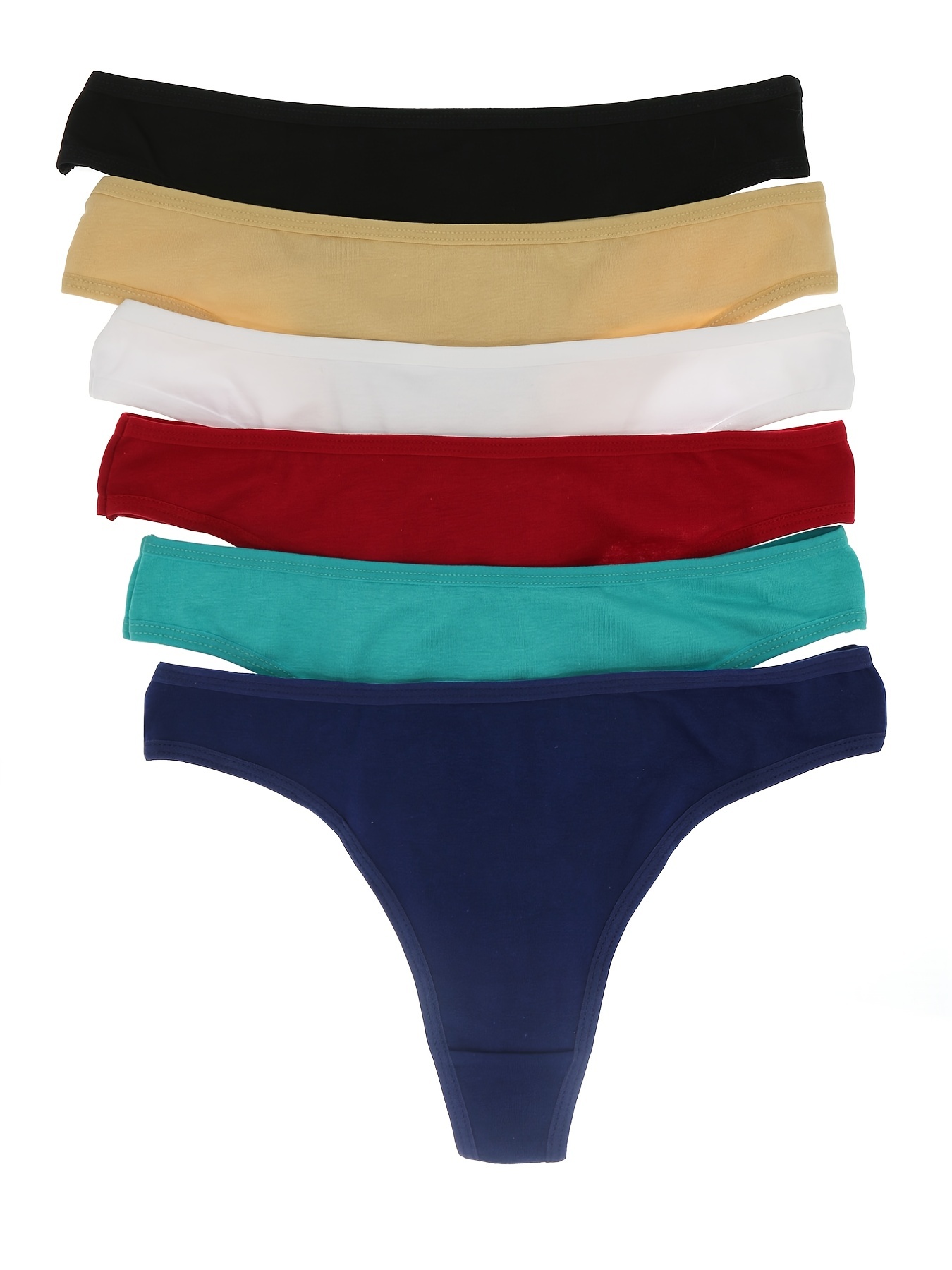 6-pack Women's Cotton Thong Breathable Bikini Underwear Lingerie