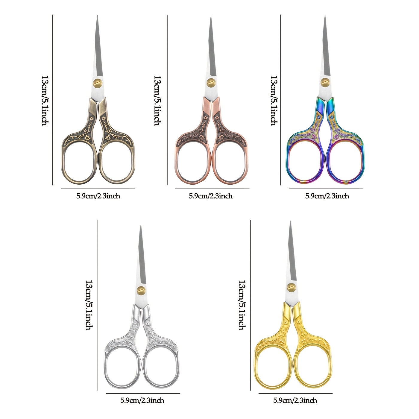 HITOPTY 5Inch Vintage Style Scissors Titanium Plating Stainless Steel Antique Shears for Craft Embroidery Crochet Needle Point Knitting Project