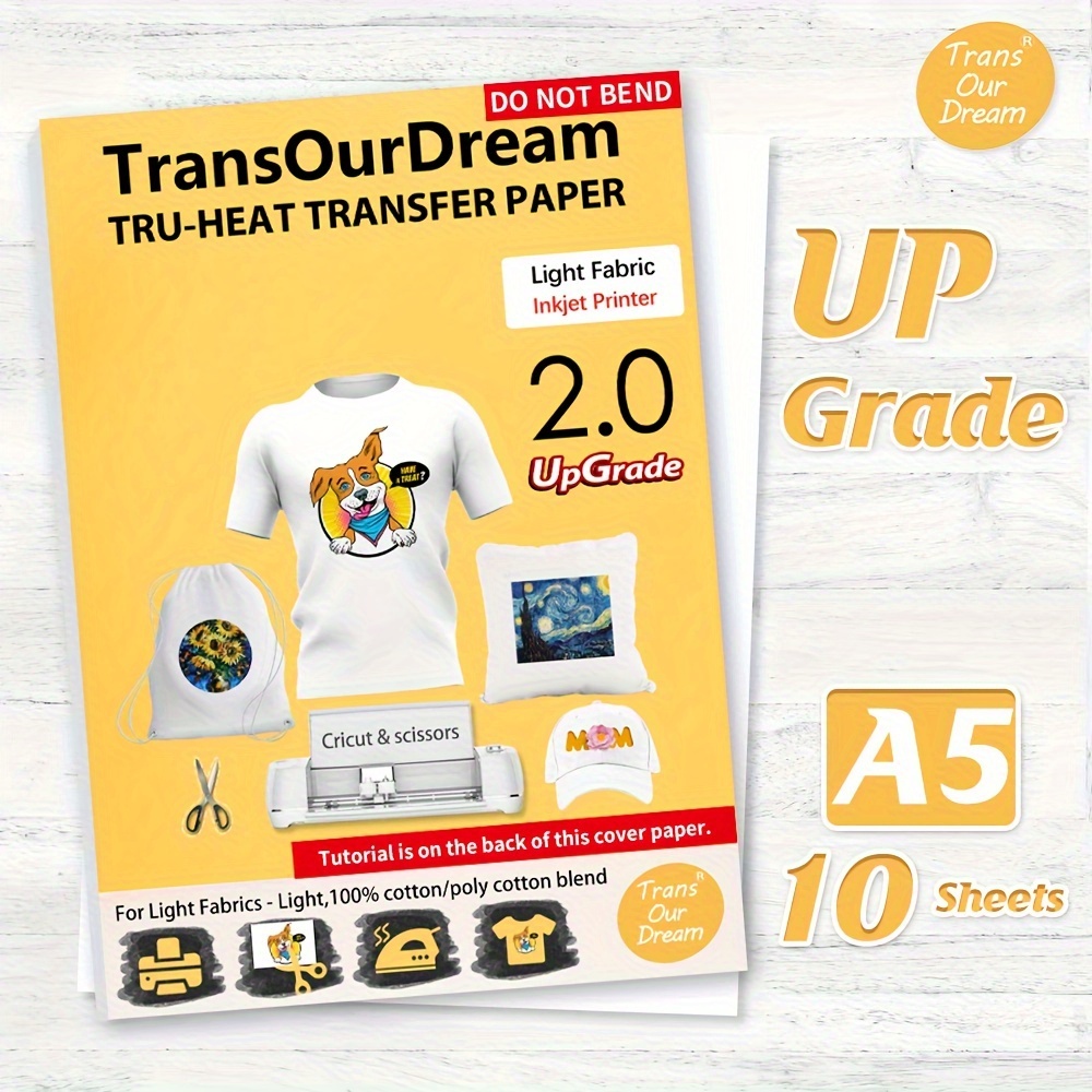  TransOurDream Papel de transferencia de calor para camisetas  oscuras (10 hojas, 8.5 x 11 pulgadas) que brilla en la oscuridad, vinilo de  transferencia de calor imprimible para impresora de inyección 