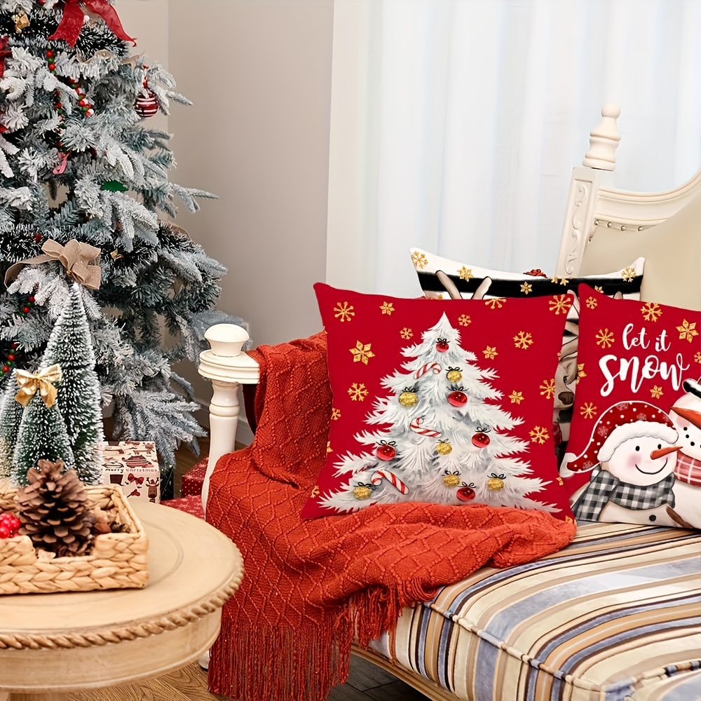 Christmas Pillow Covers Set of 4 for Christmas Decorations Santa