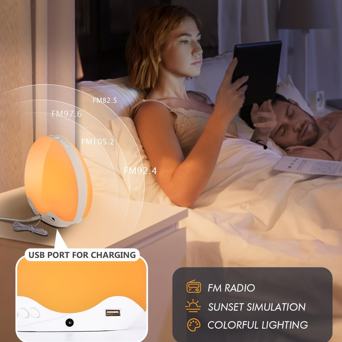 Sveglia Luce Alba 1pc, Schermo Touch/tasti, Doppia Illuminazione A Luce Alba,  Simulazione Alba/tramonto, Camera Letto Casa, Suono Naturale, Doppia Sveglia,  Snooze, Radio Fm, Illuminazione Atmosfera Colorata, Aiuto Sonno - Casa E  Cucina 