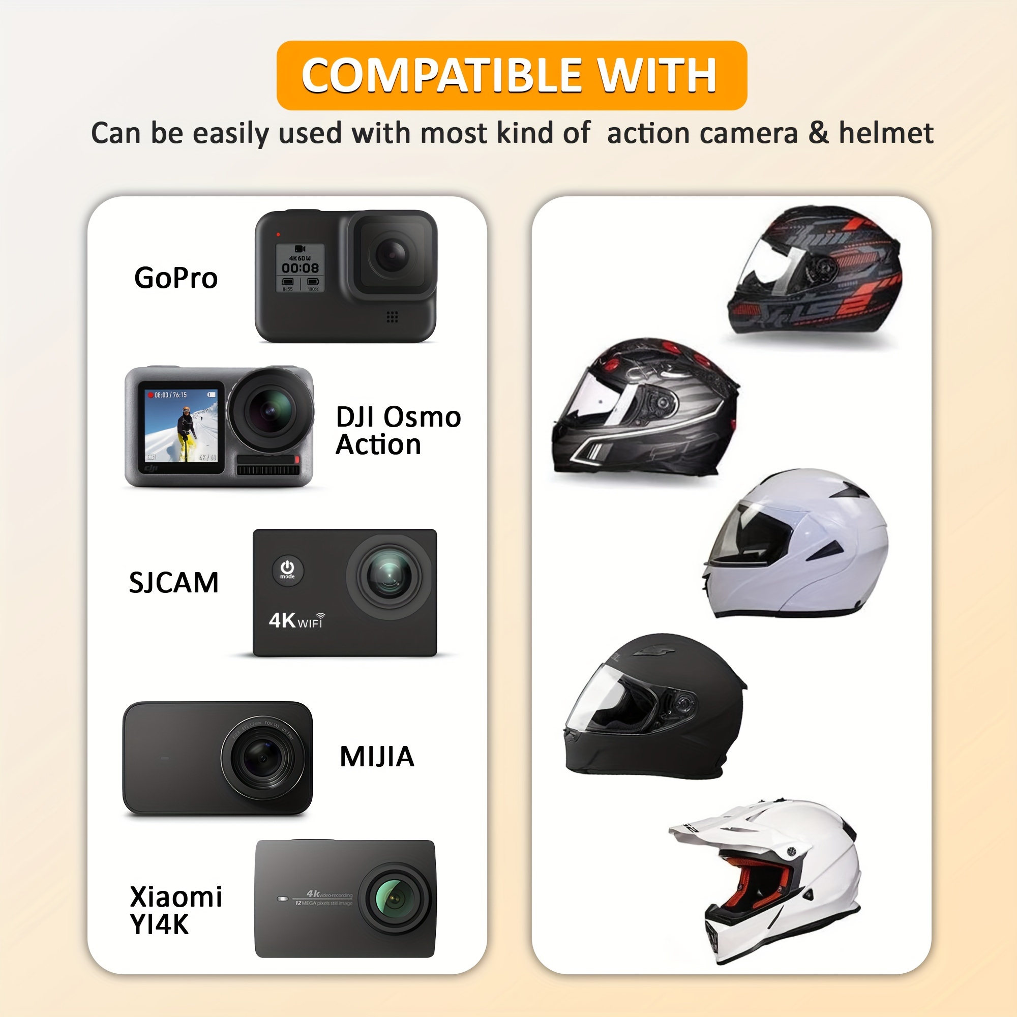 Jugulaire pour casque de moto compatible avec la caméra d'action GoPro  AKASO pour accessoires de prise de vue VLOG/POV