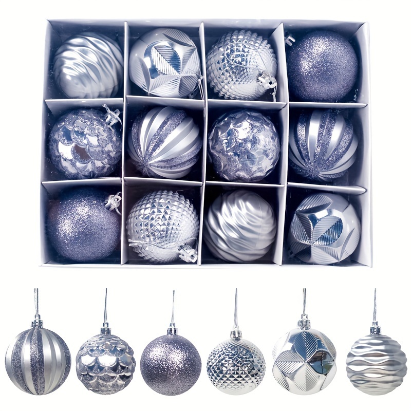 Shiny Silver Christmas Ball Ornaments, Xmas Tree Hanging