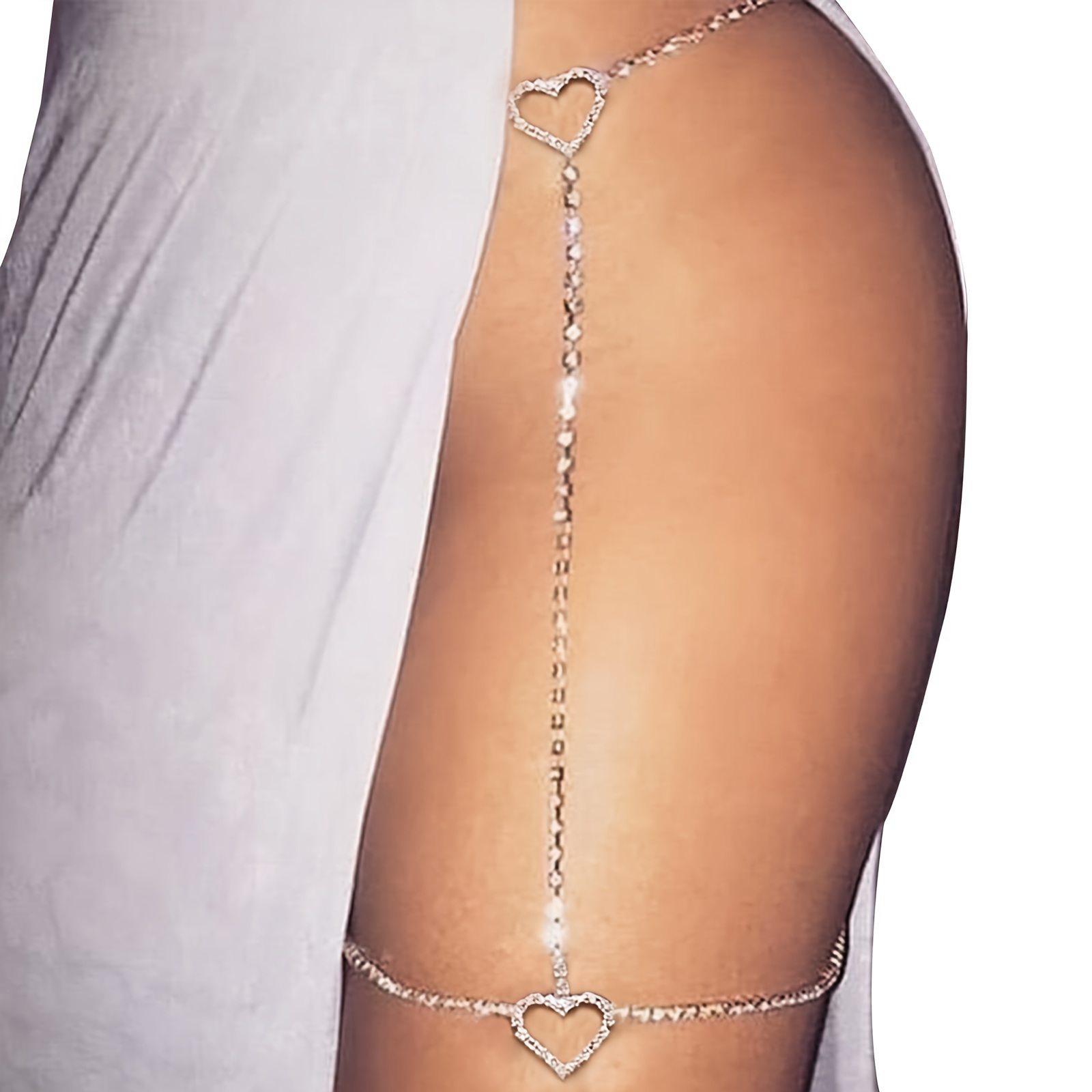 Bling Rhinestone Love Heart Chest Chain Harness Bra Necklace - Temu Canada