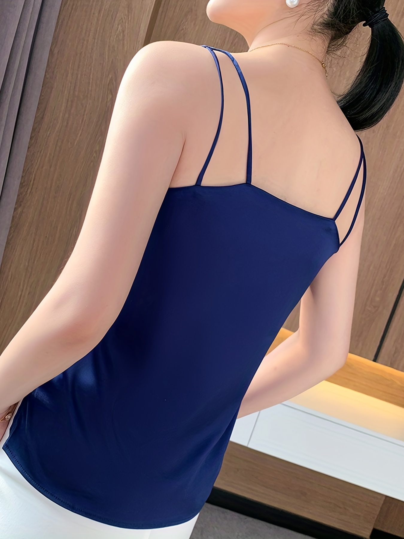 V neck Spaghetti Strap Top Sexy Backless Cami Top Summer - Temu