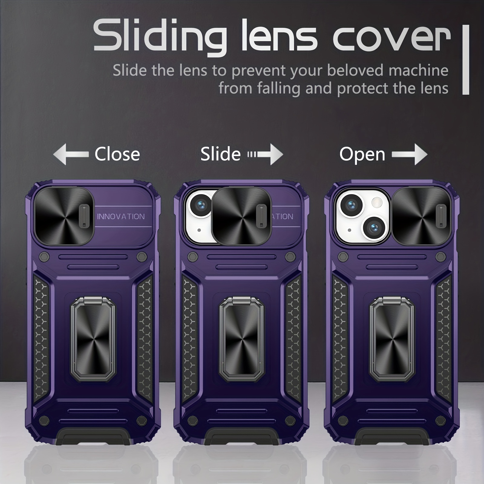 For iPhone 15 Pro Max Kickstand Case with Camera Lens Cover Military Grade  Drop