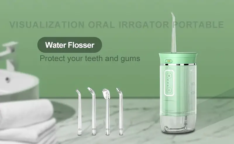 4 in 1 dental irrigator wireless dental irrigator oral irrigator with diy mode 4 nozzles dental irrigator portable usb charging for home travel daily dental care for men and women ideal gift dental water floss details 4