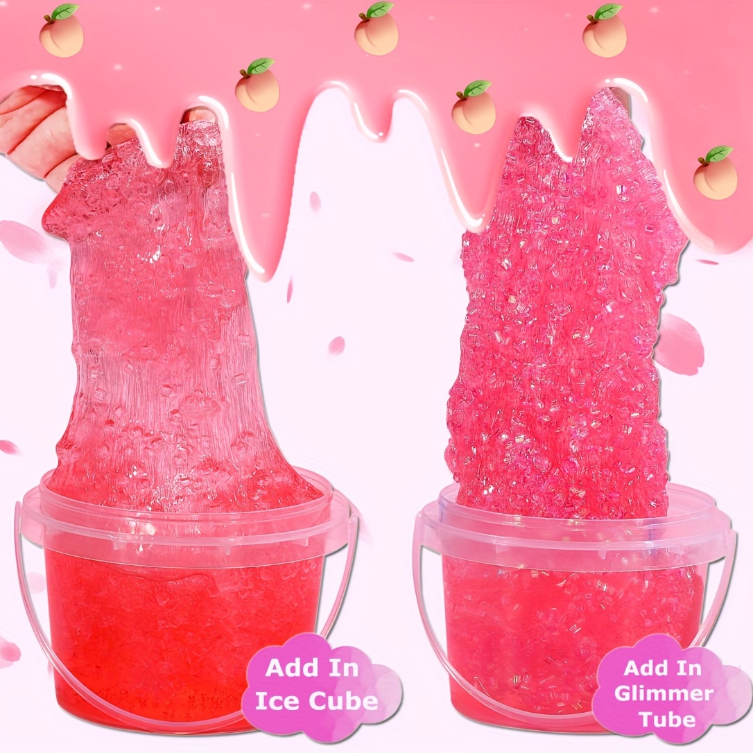 Pink Peach Clear Slime Jelly Cubes, Cute Slime Add-ins Charms