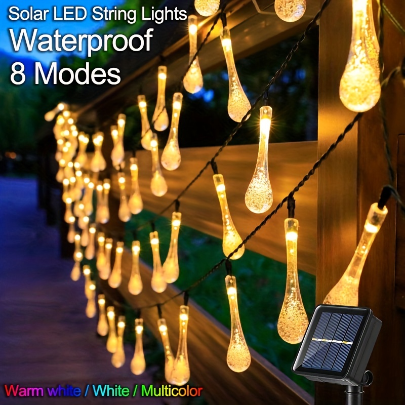 Water Droplets Solar Light Strings 30leds 8 Lighting Mode - Temu