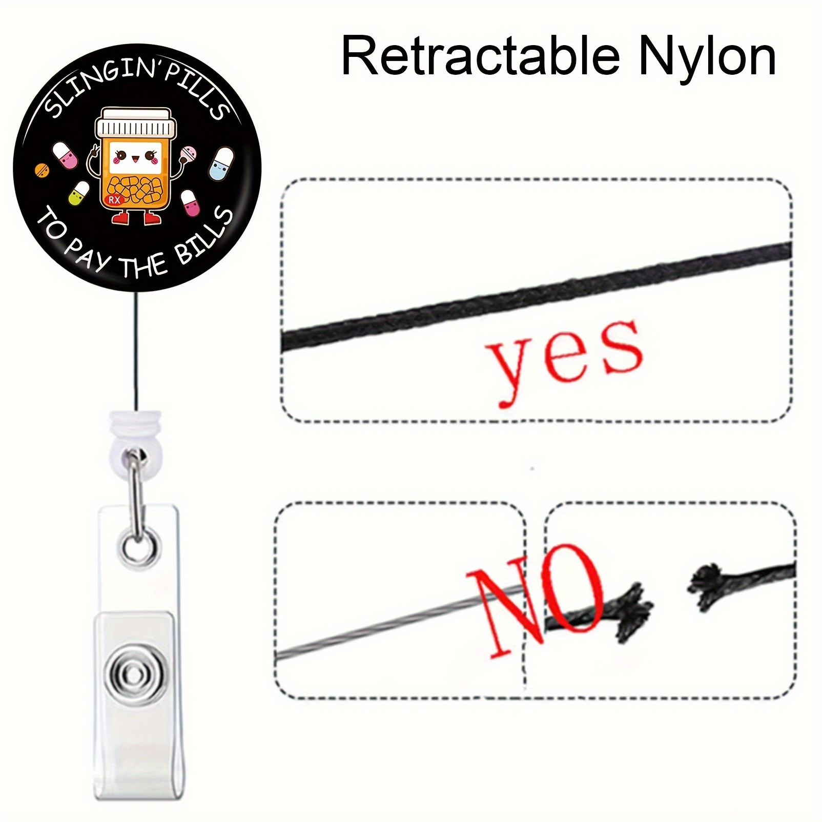 Badge Reels Retractable with Alligator Clip Funny Nurse ID Badge Holder for  Pharmacy Technician Pharmacist Medical Nursing Doctor MD Name Tag Card  Decor : : Office Products