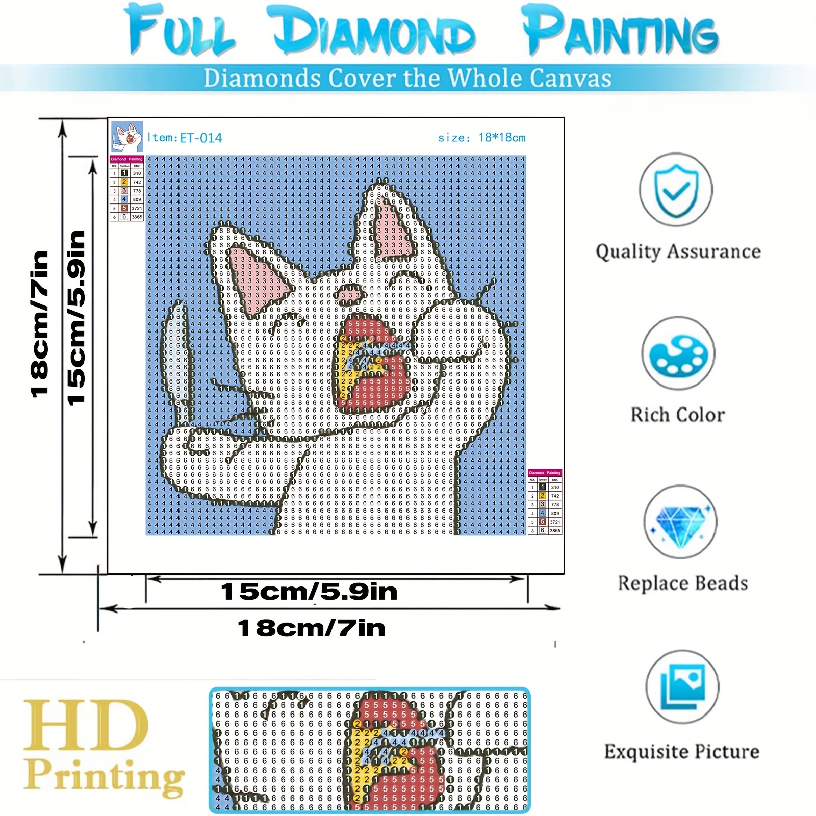 TOY Life 5D Diamond Painting Kits for Kids with Wooden Frame