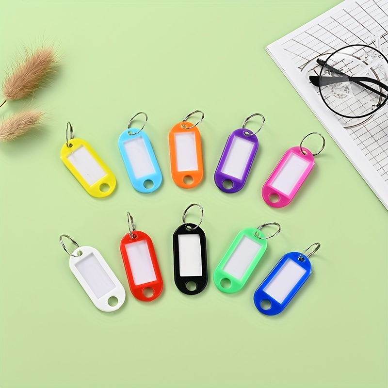 30pcs 1.5 Durable Plastic Key Tags with Blank Paper Labels & Split Rings -  Perfect for Item Identification!