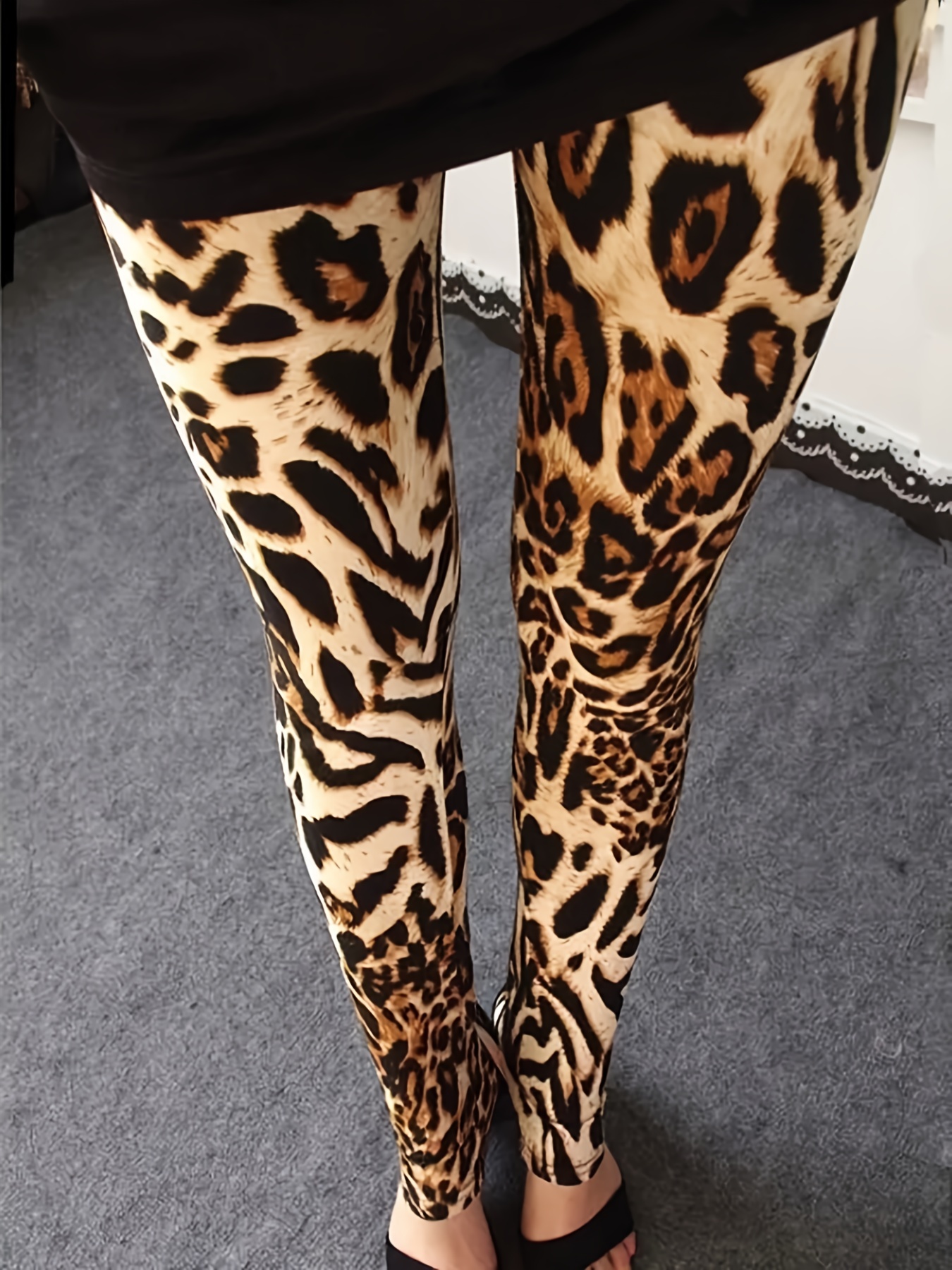 Leopard Print High Waist Leggings Casual Long Length Skinny - Temu United  Kingdom