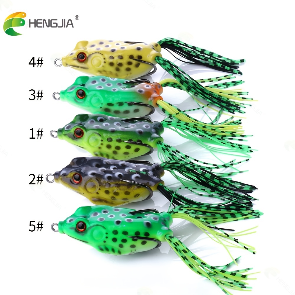 Fishing Lures Frog Soft Tube Bait Plastic Fishing Lure with Fishing Hooks  Topwater Ray Frog Artificial 3D Eyes Fishing Lures Set