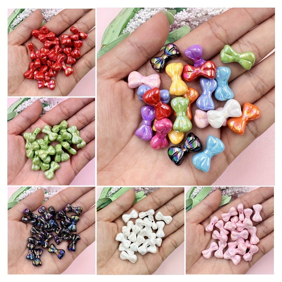 Small Bow Colorful Acrylic Beads For Jewelry Making Diy - Temu