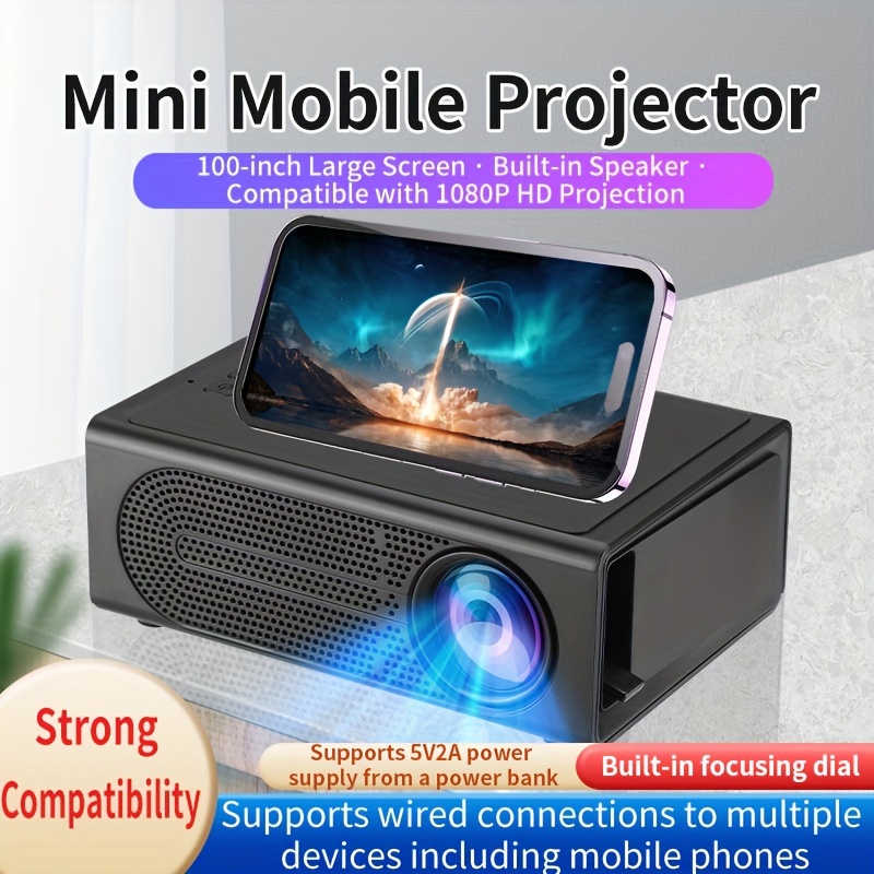  Mini proyector para teléfono celular, proyector portátil ultra  pequeño con control remoto para teléfono, proyector HD de 1080p, proyector  de películas para el hogar, para oficina al aire libre : Electrónica