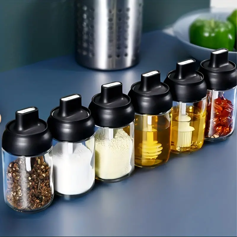 Kitchen Glass Seasoning Bottle Spice Jar Condiment Storage Box