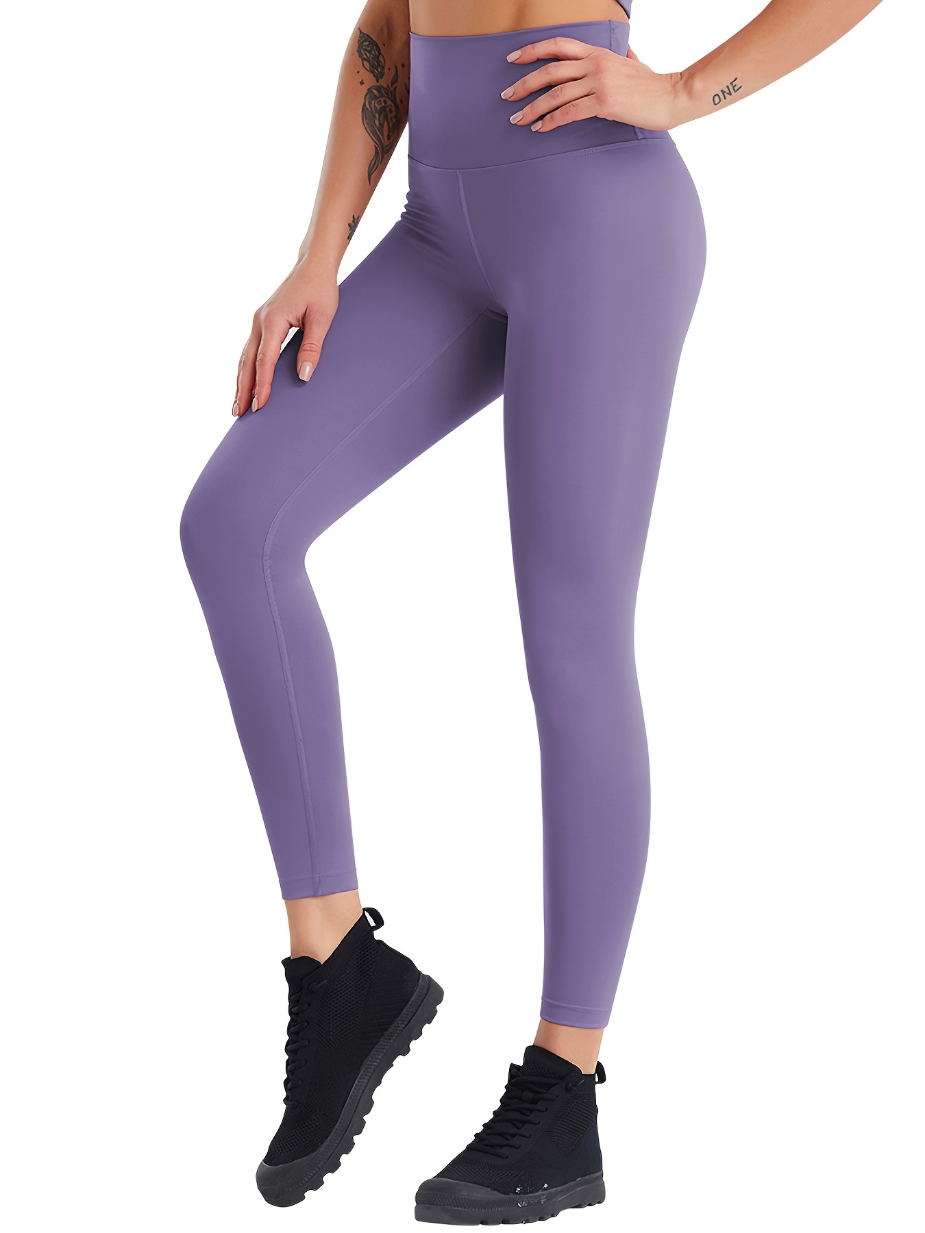 Solid Color High Waist Yoga Leggings Slim Fit Soft Sports - Temu