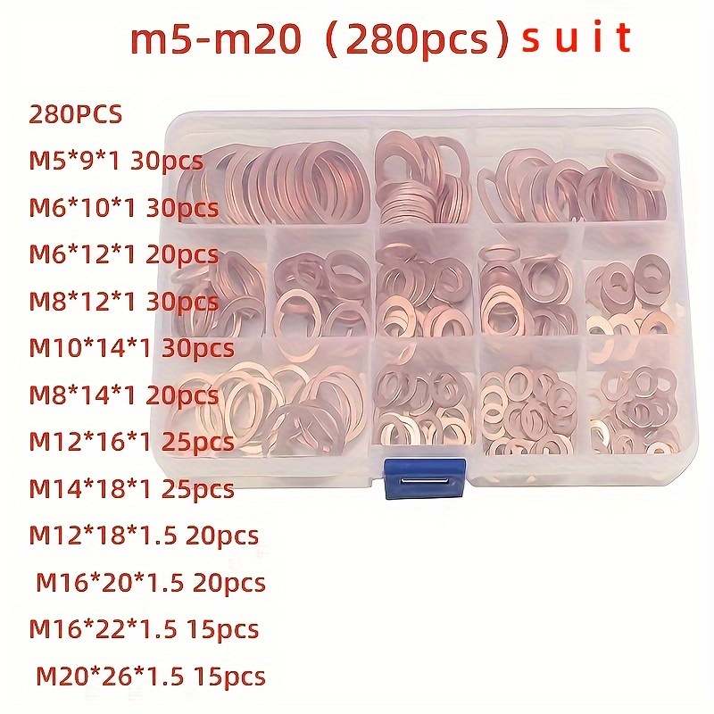 400pcs Rondelle En Cuivre D'étanchéité Solide M5-M14 Rondelle De Joint Plat  Écrasé Pour Bouchon De Vidange D'huile De Bateau Outil - Temu Belgium