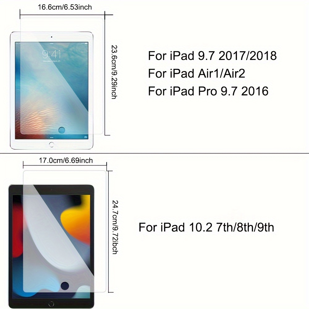 3 PCS Tablet Tempered Glass Film For IPad 9.7 Inch 2017 2018 Air 1 2 3 4 5 10.2 10.5 Inch Ipad 5 6 7 8 9 10 Th Generation 10.9 Inch Ipad Pro 11.0 Inch 2018 2020 2021 Ipad Mini 5 6 2019 2021 8.3 Inch Anti Fingerprint Proof Explosion Prevention Screen Protector