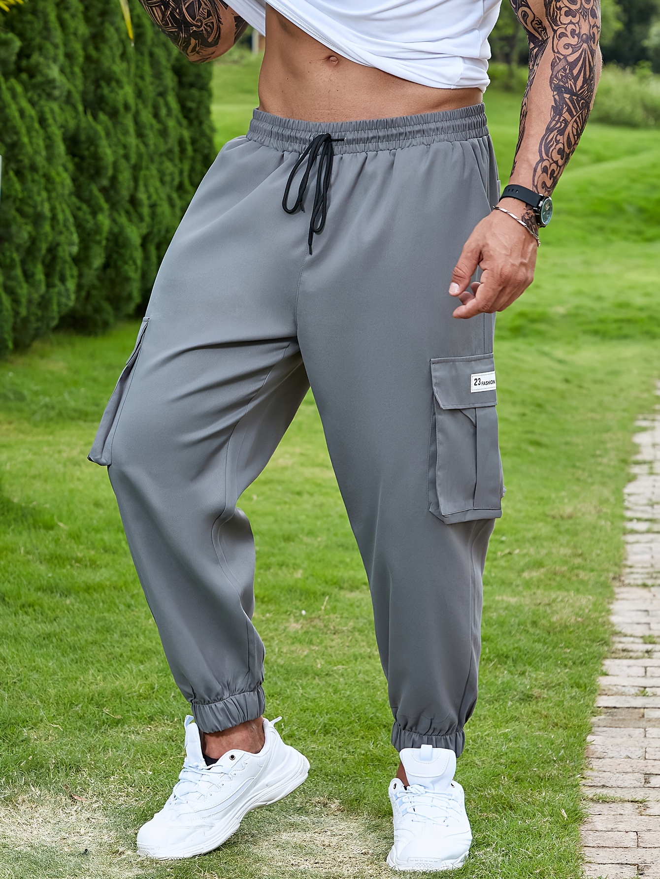 Plus Size Men's Solid Cargo Pants Casual Fashion Pants For Fall Winter,  Men's Clothing