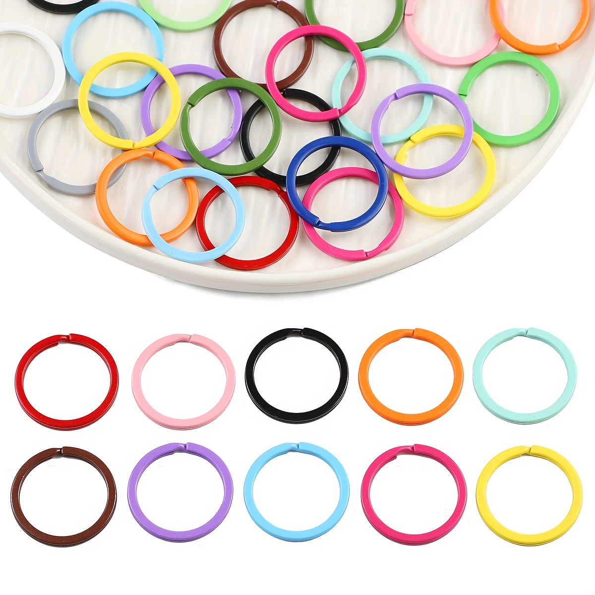 Baking Paint Colorful Flat Circle Ring Key Ring Keychain - Temu Canada