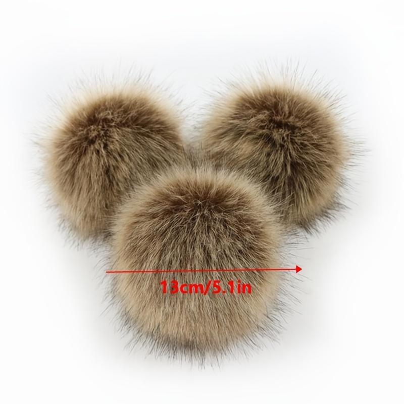 Real Fox Fur Pom Pom Brown color 5 inchs Hat Raccoon Pompom Fox