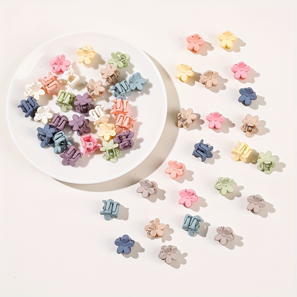 50pcs Cartoon Flower Hair Claw Clip Solid Banana Clip