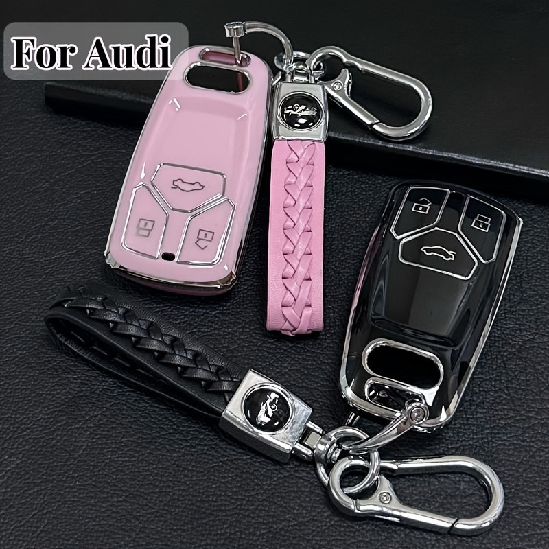 Car Key Case Cover With Keychain Key FOB Cover For Audi A4 Q7 Q5 TT A3 A6  SQ5 R8 S5 Smart Key Protector