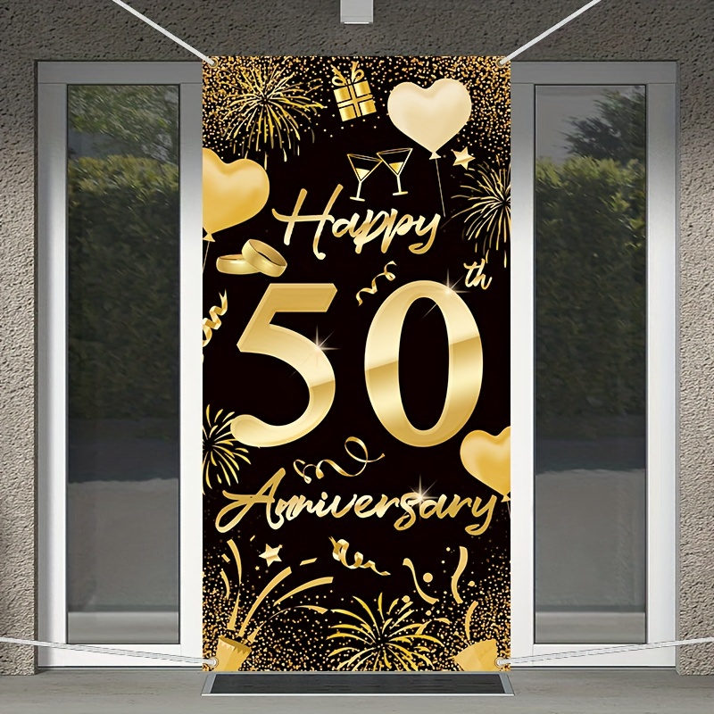 Feliz 50 cumpleaños Puerta Banner Decoraciones para mujeres, Oro
