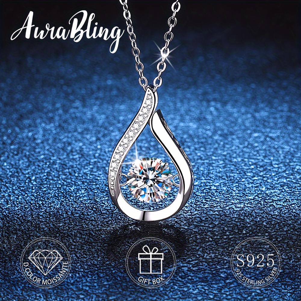 

Aurabling Unisex S925 Sterling Silver Water Drop Shape Pendant Necklace, Moissanite Pendant Necklace, Fashion Trendy Versatile Necklace, Party Wedding Anniversary Gift, Father's Day Gift