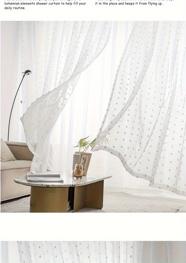 1pc boho chic 84 white sheer curtain with grommet top and pom pom tufting semi sheer textured embroidery for elegant bedroom office   room study decor curtains for living room details 7