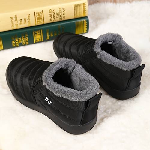 mens snow boots winter warm shoes hiking boots with faux fur lining round toe thermal shoes mens lightweight indoor shoes