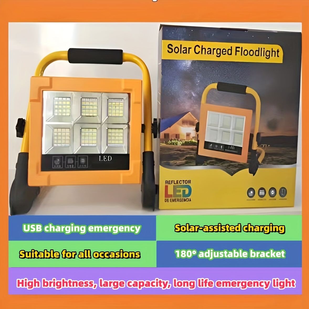 High Brightness, Portable Multi-functional Emergency Lights,solar Energy  Charging, Home Electricity Charging, High Capacity Searchlights, Distress  Alarm Lights, Suitable For Camping Fishing, Outdoor Sports, Home Power  Failure Emergency - Temu