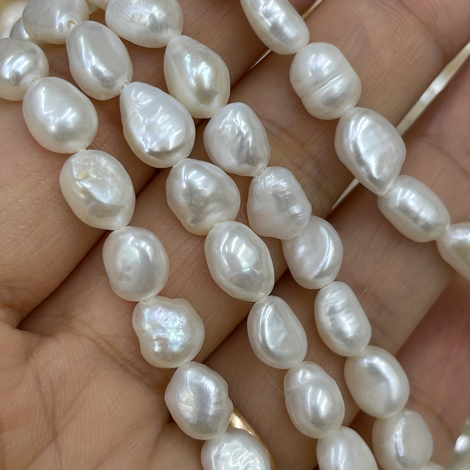 About Natural Freshwater Pearl Beads Big Size White - Temu