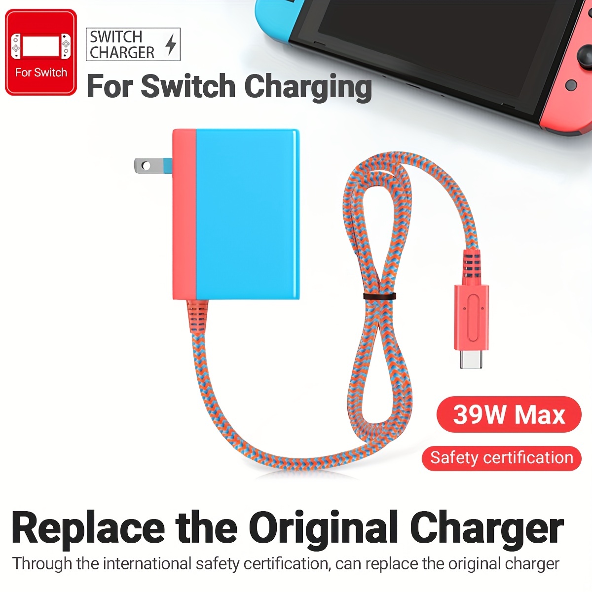 Charger for Nintendo Switch and Switch Lite and Switch OLED, Support  Nintendo Switch TV Dock Mode AC Power Supply Adapter, 5FT Type C Charger  Cable for Switch. Output 15V2.6A Fast Charge Switch 