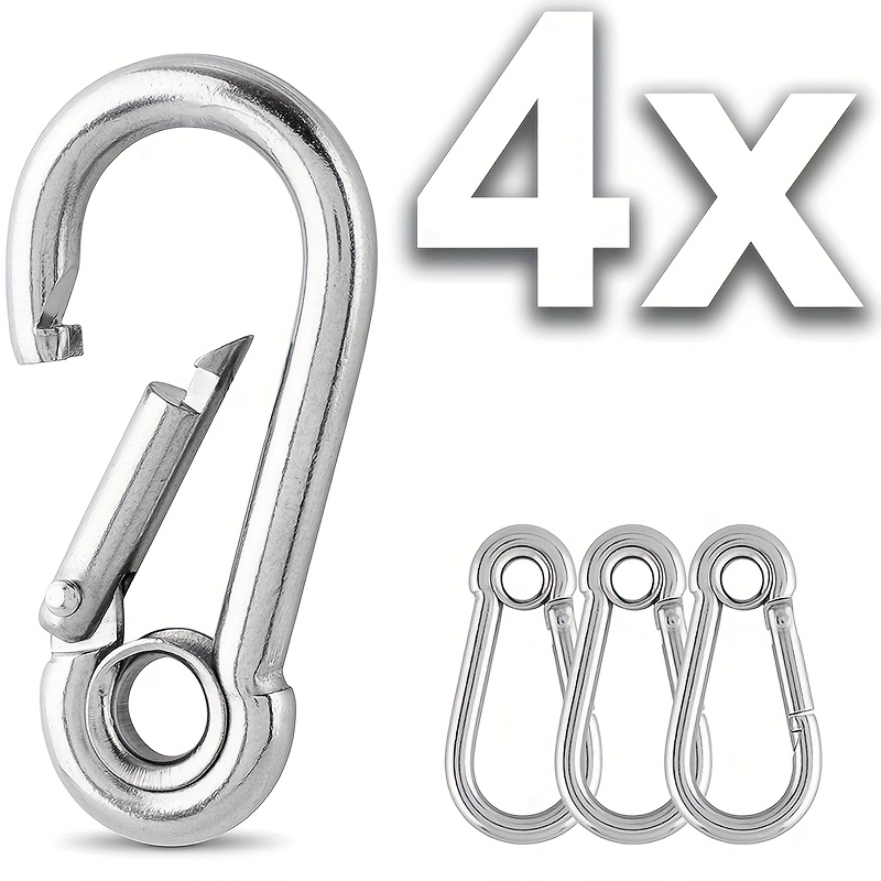 4pcs Heavy Duty 304 Stainless Steel Small Carabiner Clips 2 38 Inch 60kg  Load Capacity Spring Snap Hooks For Dog Leash Hammock Keyring Outdoor  Fishing Camping Accessories - Sports & Outdoors - Temu