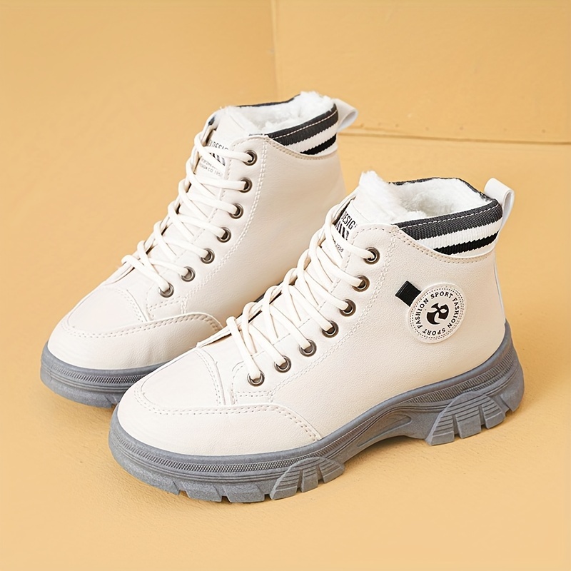 Women's Round Toe Thick Sole Lace-up Fashion Ankle Boots, Non-slip Outdoor  Platform Sneakers, Comfy Casual Short Boots