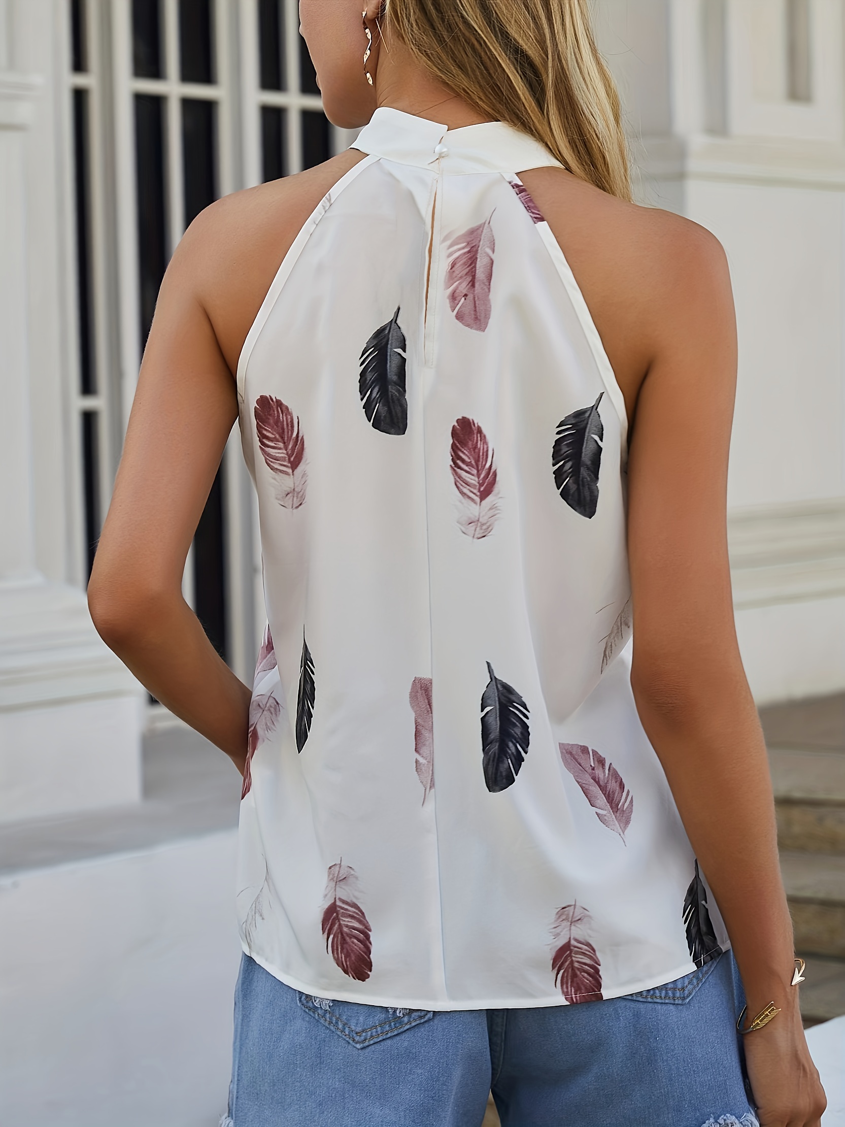 Summer Women's Printed Sexy Sleeveless Camisole Halter Top Fashion