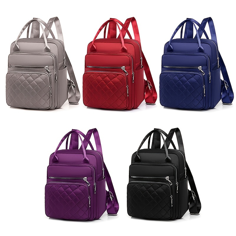 

1pc Large Capacity Backpack, Fashion Casual Backpack, Handbag Backpack, Argyle Quilted Double Shoulder Bag, Women's Bag, Students' Backpacks
