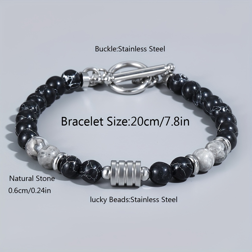 Men's Stainless Steel Beaded Bracelet